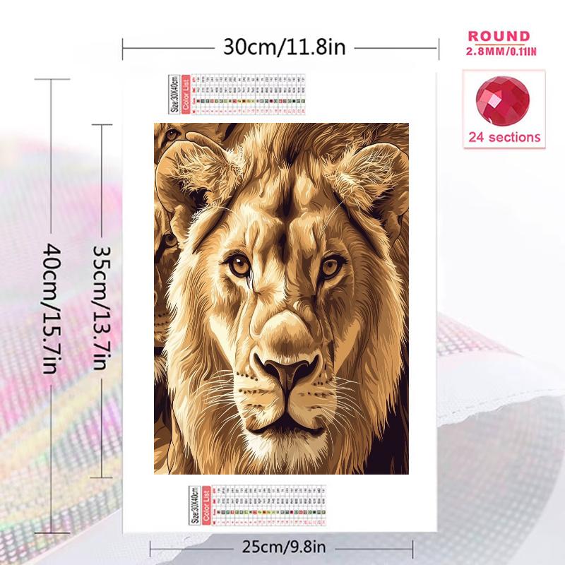 Brown lion Pattern 3pcs 100% Round Full Drill 5D DIY Diamond Painting Embroidery Cross Stitch Rhinestone Décor