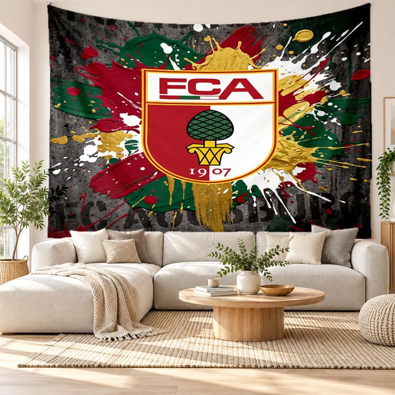 FC Augsburg FC Wall Tapestry, Soft Fabric Wall Hanging, Decorative Backdrop For Bedroom Home Wall Art
