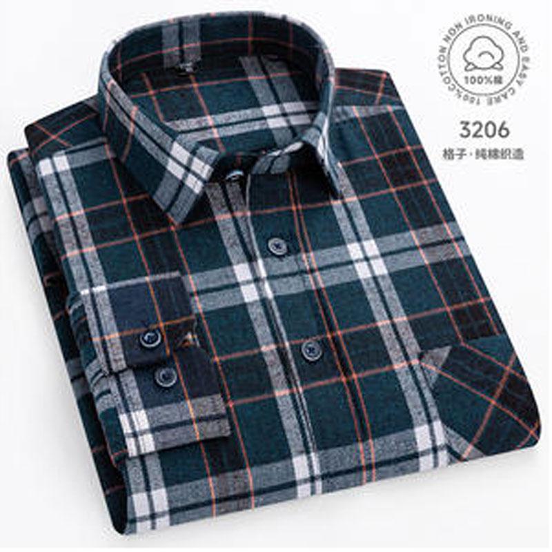 10XL 11XL 100% хлопок Осень Зима Рубашка для полных мужчин Длинный рукав высокое качество шерсть модная клетчатая повседневная немнущаяся