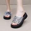 Fashion High Platform Flip-Flops Women's Summer Casual Slippers Crystal Wedge Slides Bling Chunky Sandals Open Toed Pull On Beach Shoes