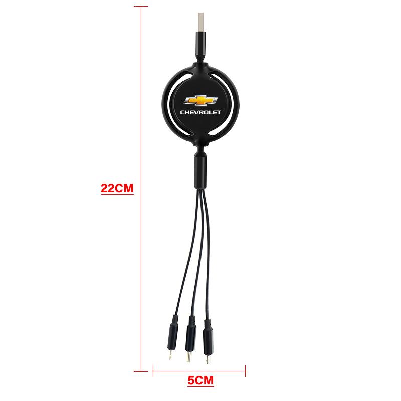 1 шт. 3-в-1 USB-кабель для зарядки в машине, выдвижной зарядный кабель для Chevrolet Sail Onix Corsa Aveo Captiva Sonic Spark S10 Tracker Trax Colorado Malibu