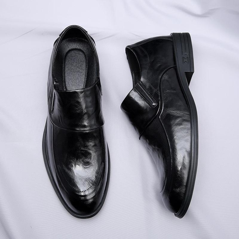 Men's Leather Shoes Spring New Dress Business Inner Heightening Shoes Breathable Heightening Soft Leather Casual Groom Wedding Shoes Men