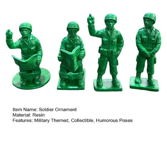 4 Pcs Green Military Man Statue Miniature Soldier Figurines Collectible Soldier Ornament