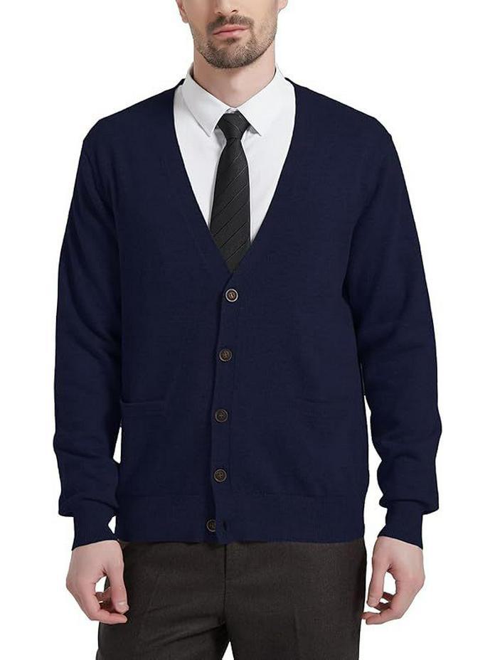 Мужской шерстяной трикотажный кардиган с длинными рукавами и жилетом