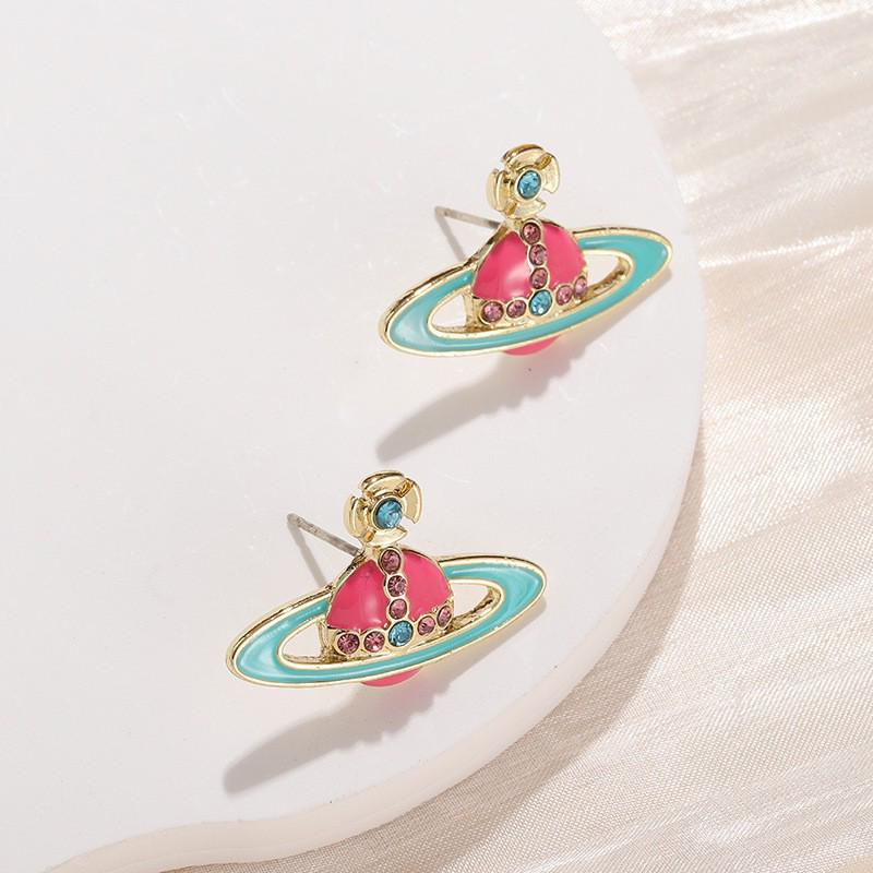 Серьги-пусеты Эмаль Сатурн Жемчуг Императрица Цыси - Уникальные Высококлассные Серьги-пусеты для Светских Львиц