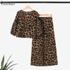 ZANZEA Женская блузка и брюки, повседневный комплект из двух предметов с леопардовым принтом