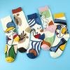 5 Pairs of Mens Fashion-Forward Artistic Face Pattern Crew Socks Cotton Blend for All Seasons Comfort Unisex Socks