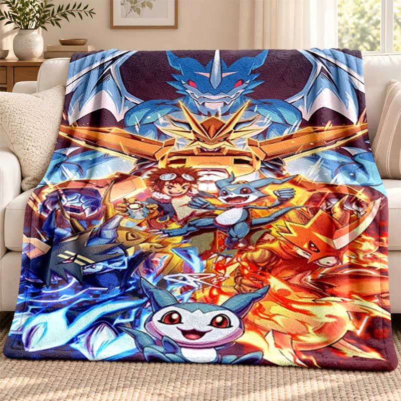 Digimon blanket Flannel Blanket Soft Cozy Plush Throw for Sofa Bed Lightweight Home Decoration Outdoor camping