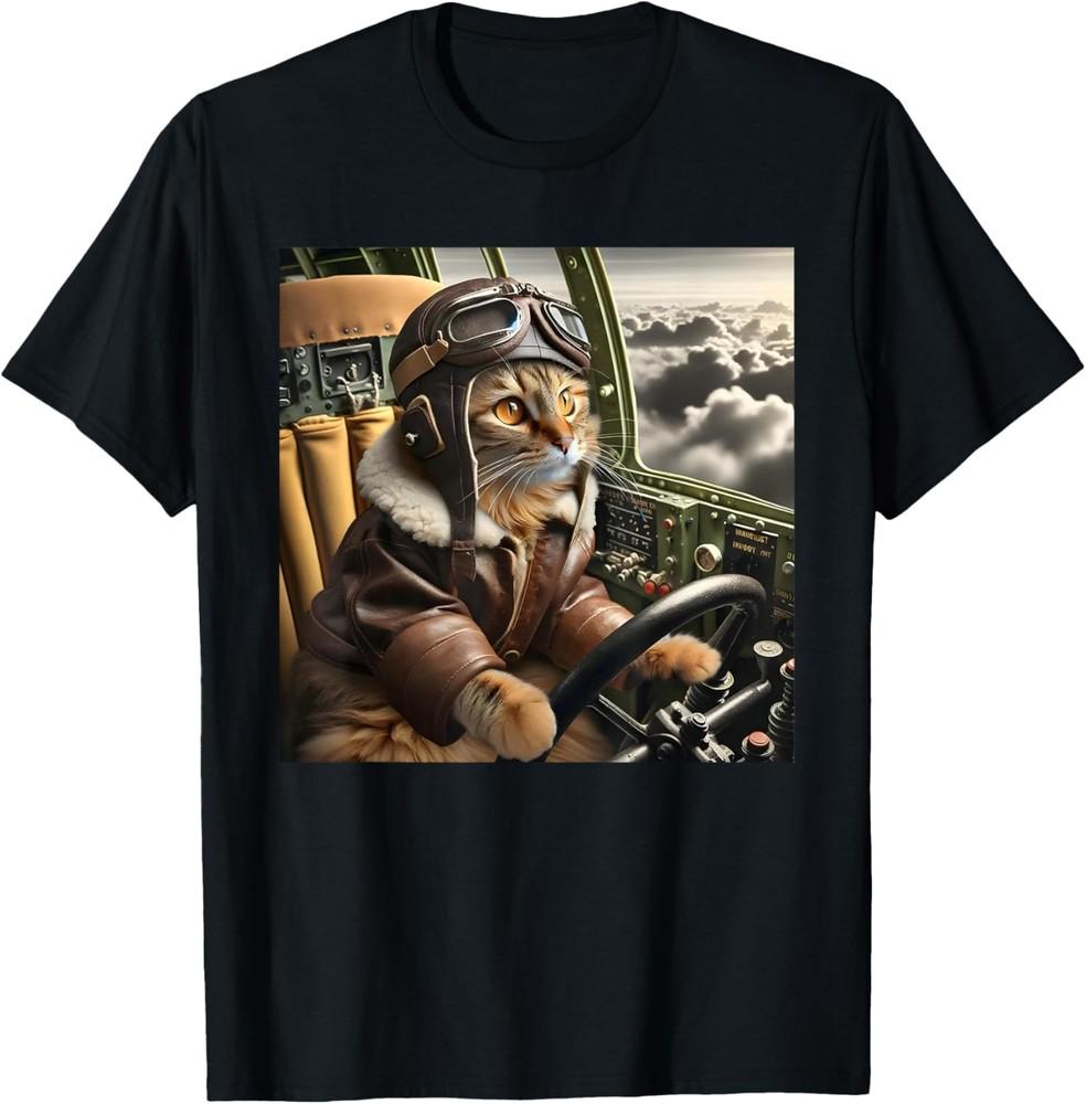 Vintage Cat Pilot - Cat pilots a cool fighter plane. T-Shirt Unisex T-Shirt