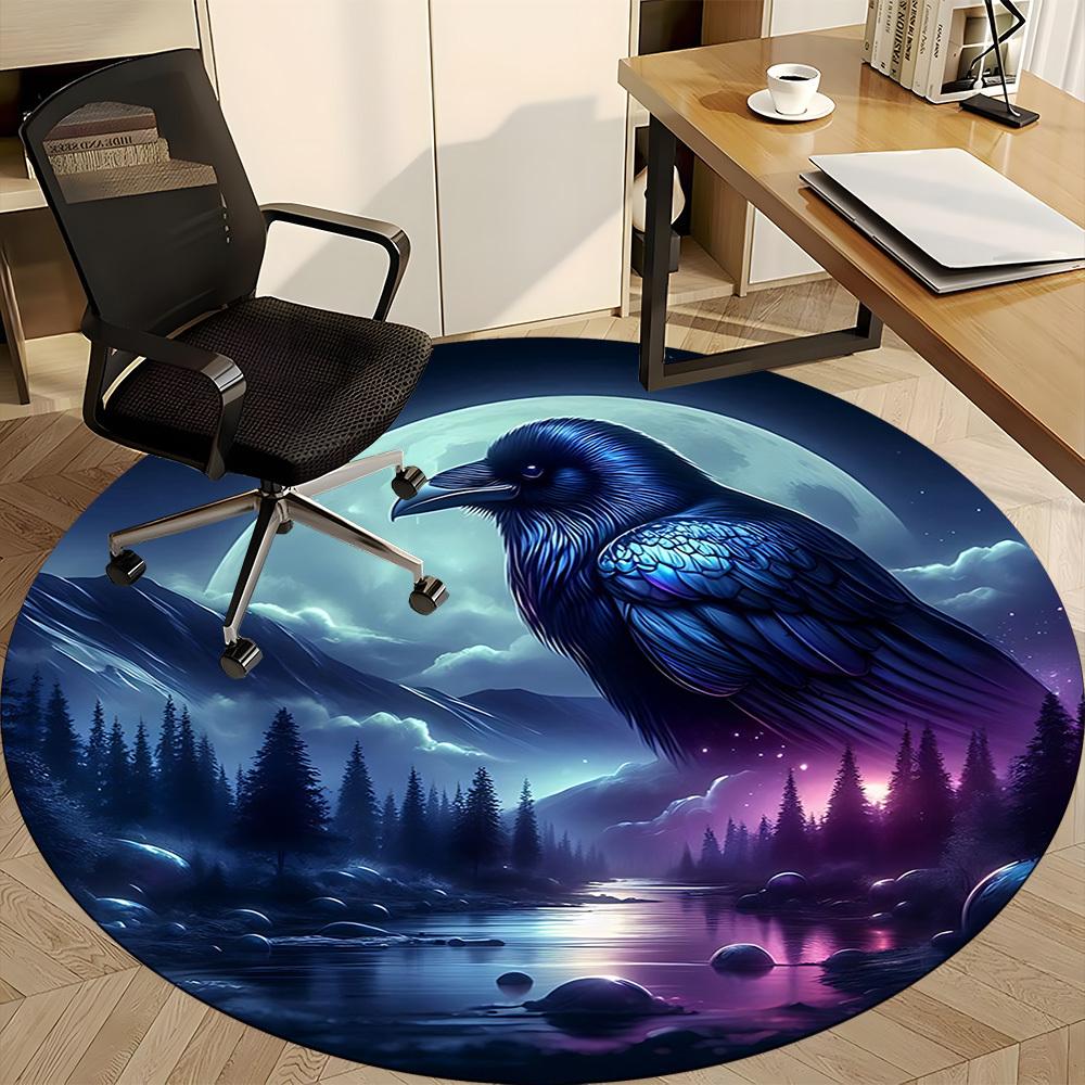 1pc Moonlit RavenChair Carpet for Office, Indoor Non-Slip Washable Polyester Fiber Carpet, Mat For Office, Machine Washable