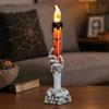 Battery Operated Halloween Lights LED Ghost Candle Light, Spooky Hand Lamp Retro Skeleton Base Ornaments Tabletop Decor, Horror Light for Party