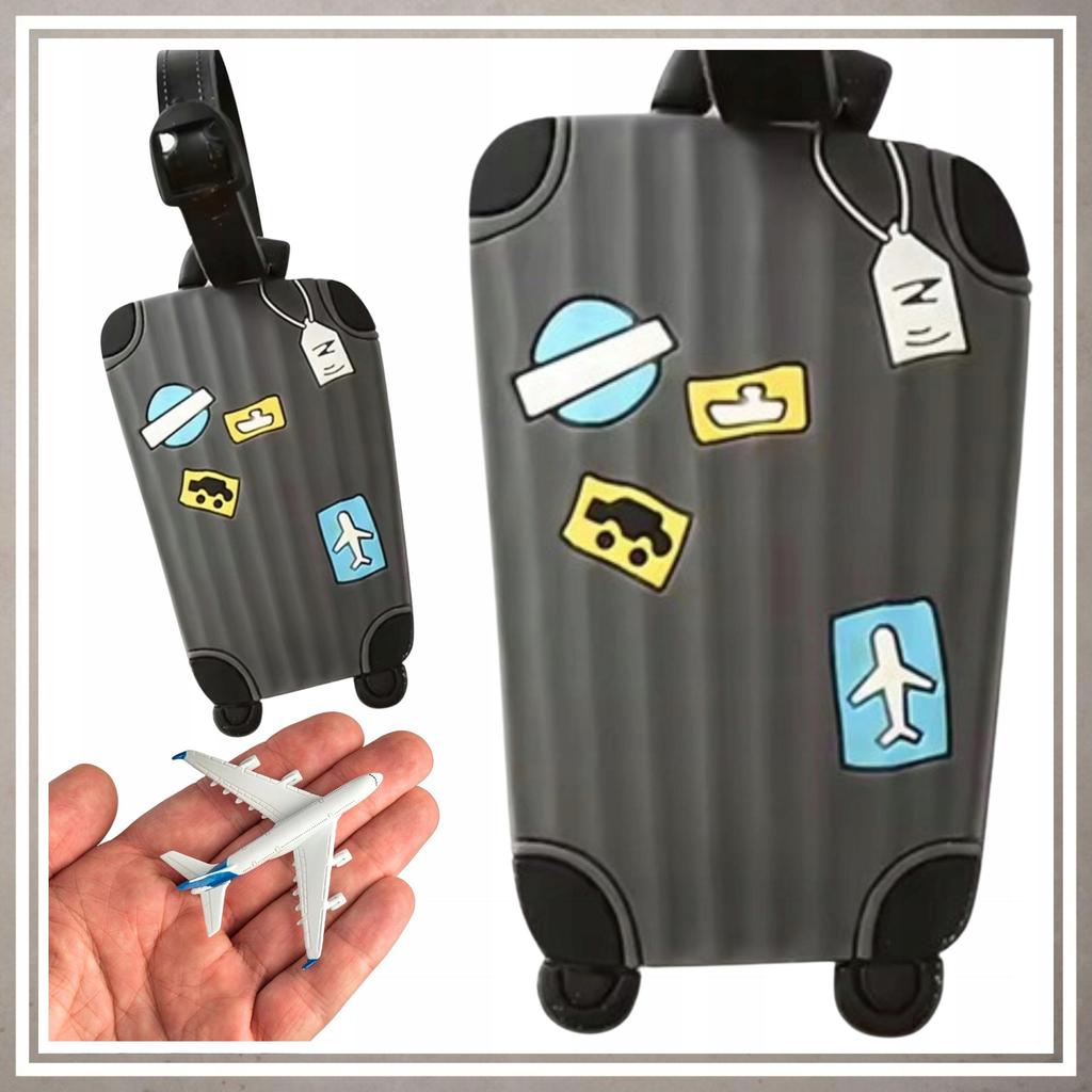 Identification tag for luggage, travel, suitcase, plane, GRAY
