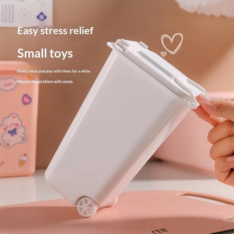 Portable Mini Office Desk Trash Bin Integrated Pen Holder 1PCS Small Desktop Waste Container for Desk Stationery Storage