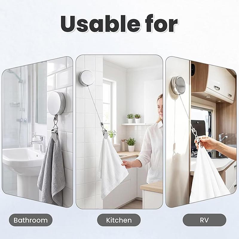 1/2/4Pcs Retractable Towel Rack Automatic Rebound No Drilling Self-Adhesive Wall-Mounted Hand Towel Holder With Strong Clips