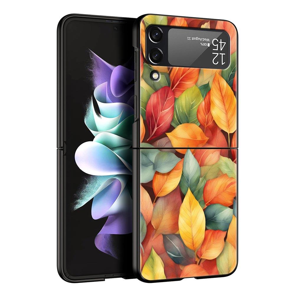 Мультяшный лист Жесткий ПК Чехол для Телефона Для Samsung Galaxy Z Flip 7 6 5 4 Черная Крышка Для Galaxy Z Flip 3 Складной Корпус Fundas Capa Сумка