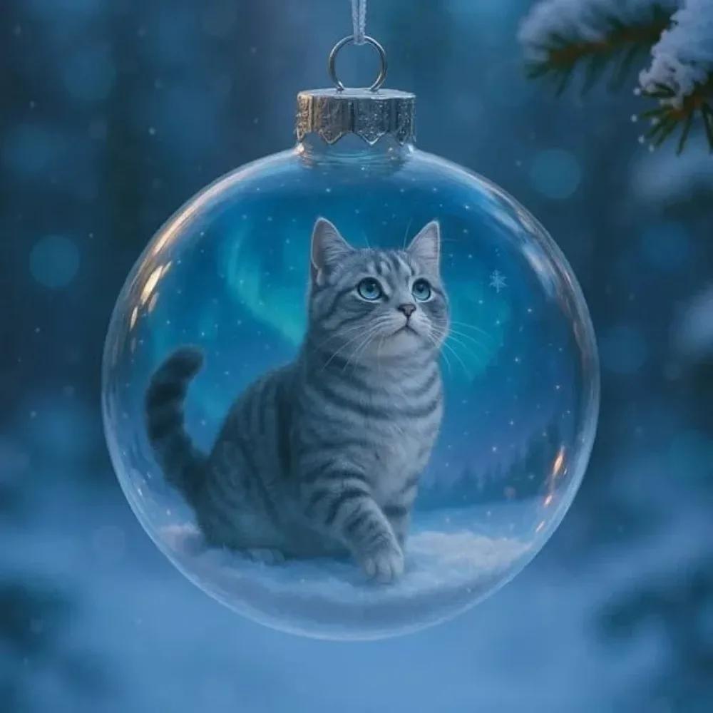 Новое пластиковое украшение для кошки Однотонные сменные колпачки Рождественский шар-подвеска DIY Креативный акриловый шар Новый год