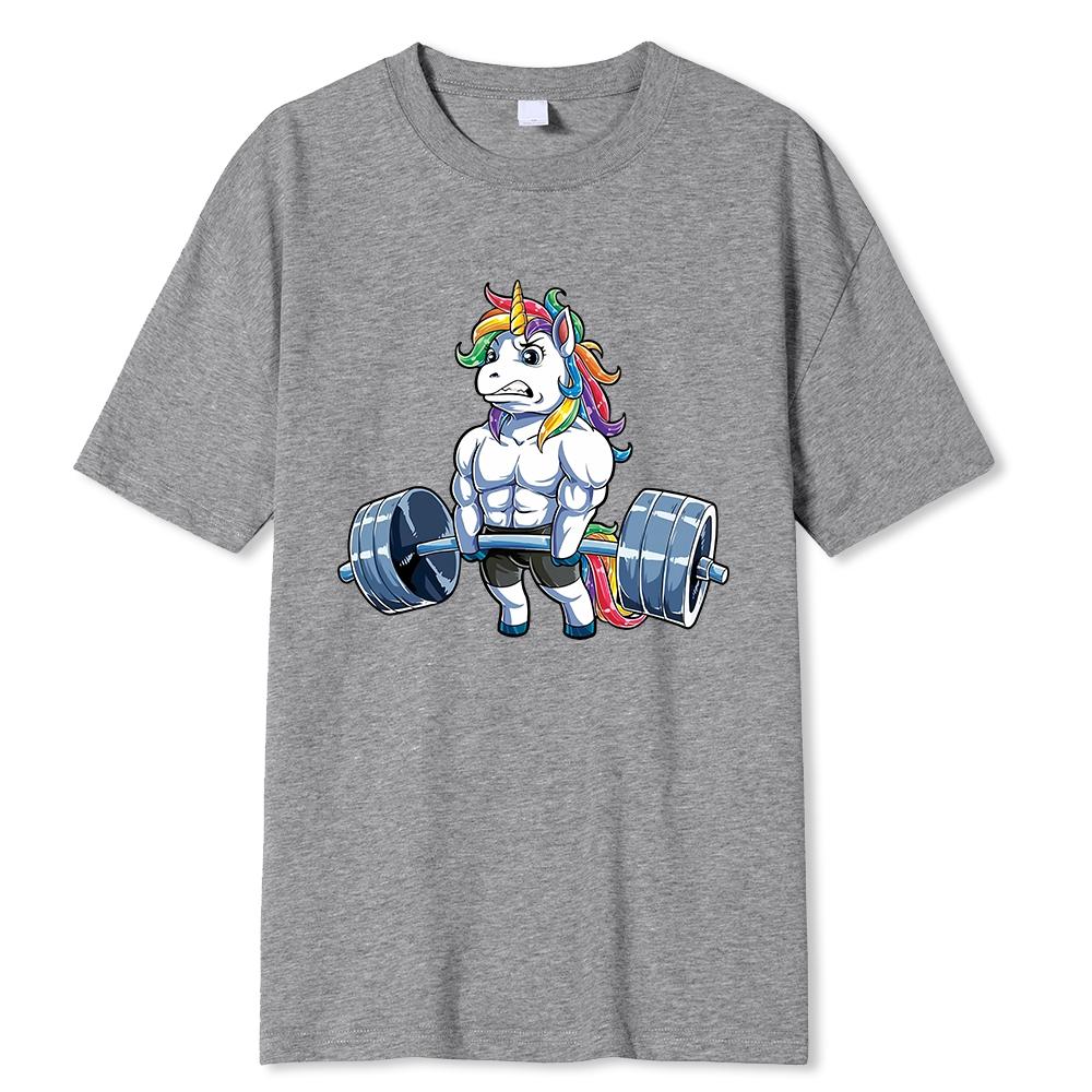 Забавная футболка с круглым вырезом для тренажерного зала и единорога для фитнеса, бодибилдинга, мужские повседневные футболки с короткими рукавами, дропшиппинг