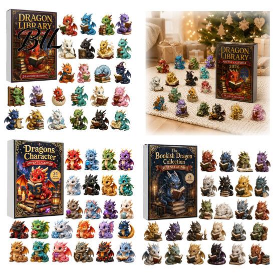 Cute Dragon Gift Sets Advent Calendar 2026, 24 Day Bookish Christmas Countdown with Holiday Box Gifts Mini Acrylic Dragons, Fantasy Book Lover