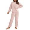 Комплект из 2 предметов: пижамный комплект осень-зима, повседневный комплект из топа и брюк, топ с круглым вырезом и длинными рукавами, эластичный пояс, спортивный костюм, повседневная одежда, одежда для сна