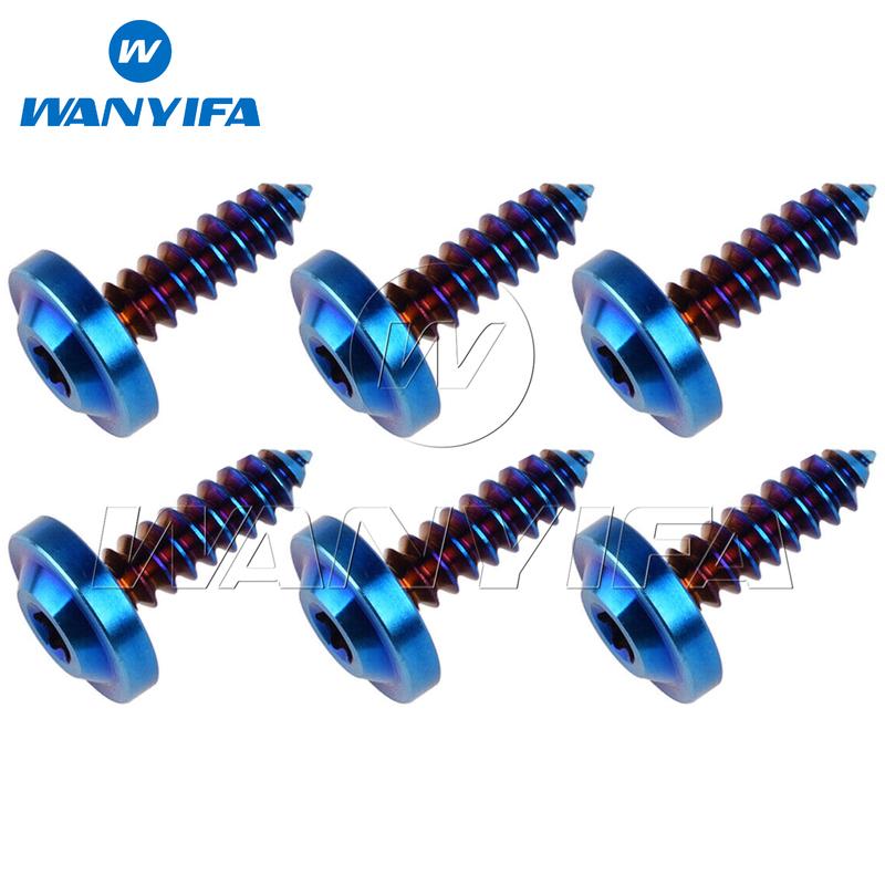Wanyifa 6pcs Titanium Bolt M4/M5/M6x15 17 20 25mm Self-Tapping Torx Head Screws for Bike Motorcycle Car Boat Ti Fasteners