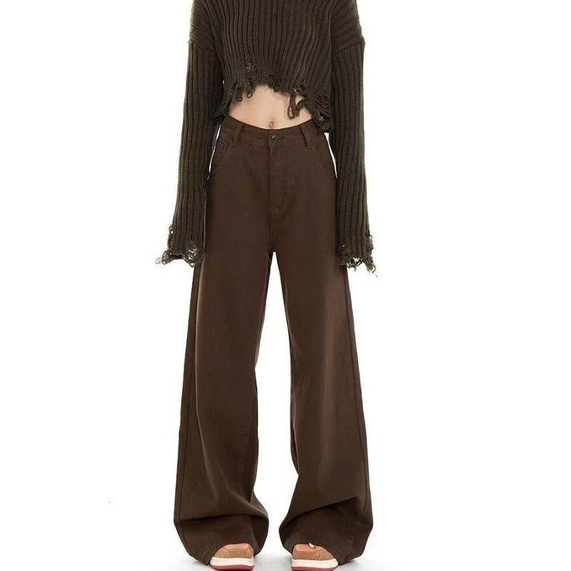 Новые осенние повседневные джинсовые брюки прямого кроя с высокой посадкой для женщин