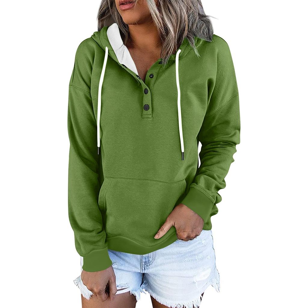 Women's Casual Fashion Solid Color Long Sleeve Pullover Hoodies Sweatshirts