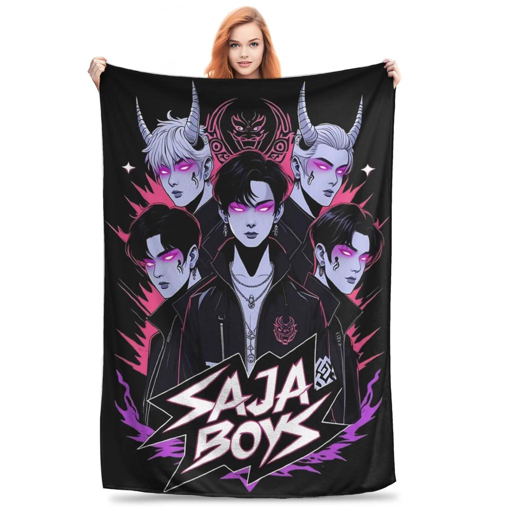 KPop Demon Hunters Huntrix Blankets Flannel Autumn/Winter Portable Soft Throw Blankets for Bedding Couch Bedspreads