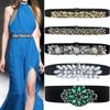 Women's Rhinestone Flower Elastic Waist Belt
