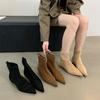 Suede Single Boots Pointed Fashion Boots Simple and Comfortable Short Boots Women's Fashion Versatile Thin Boots Elastic Boots Women