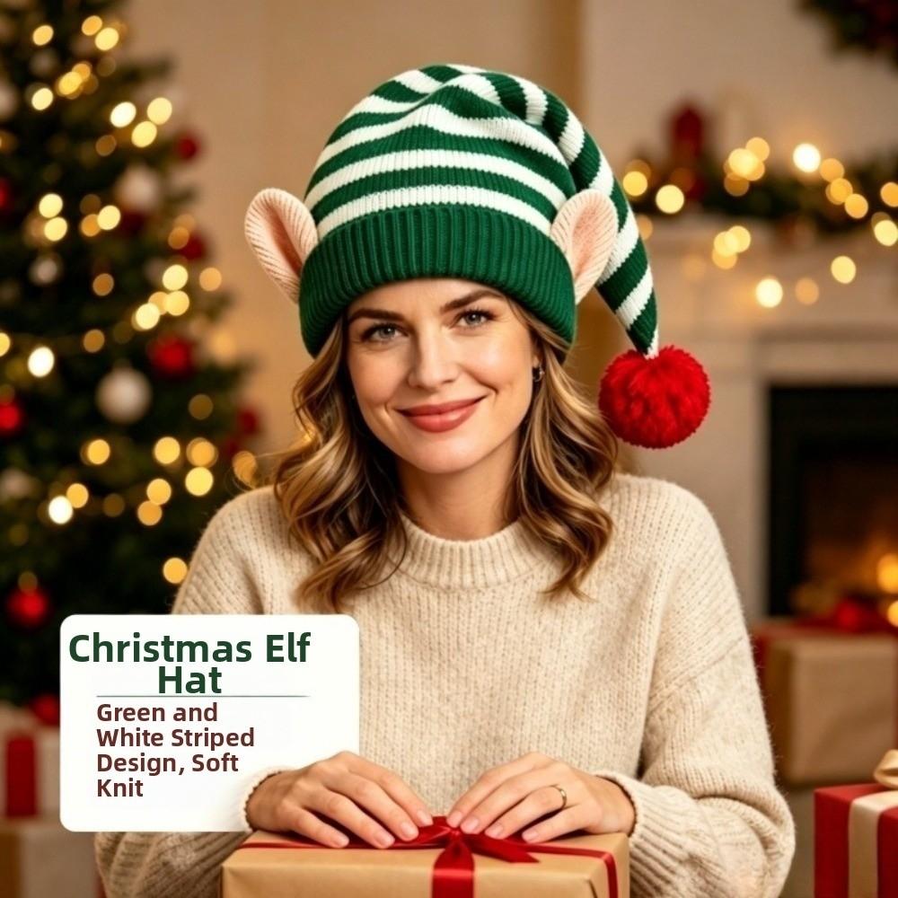 Soft Warm Xmas Knitted Beanie Thick Christmas Pointed Hat Funny Cosplay Hat Family Gathering
