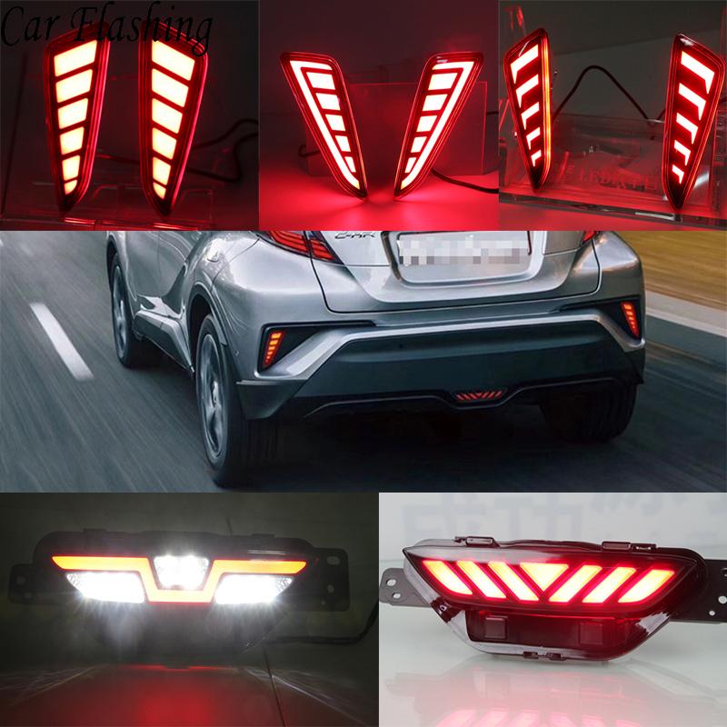 Автомобильный мигающий 1 комплект для Toyota C-HR CHR 2016 2017 2018 Светодиодная лампа-отражатель Задний противотуманный фонарь Задний бампер Стоп-сигнал