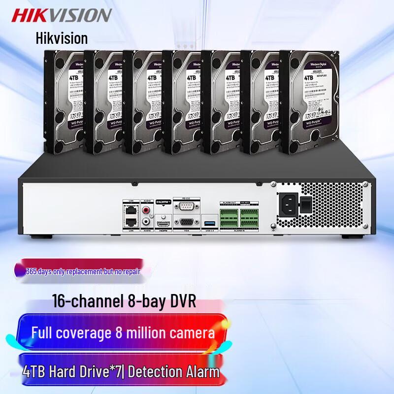 HIKVISION DS-8816N-R8 16-Channel 8-Bay NVR with 4TB HDD CN plug (adapter included)