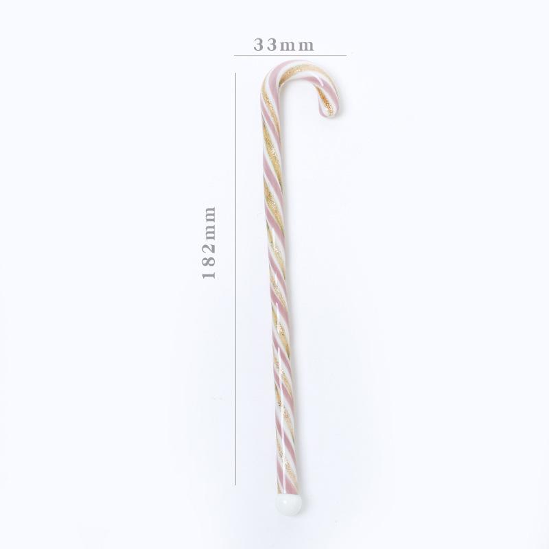 Creative Christmas Striped Glass Stir Sticks - Long Handle for Juice and Coffee