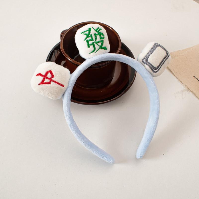 Плюшевая повязка для волос Маджонг Мягкие спа-повязки Эластичный тюрбан Нескользящий Креативный эластичный хедрэп для умывания лица, макияжа