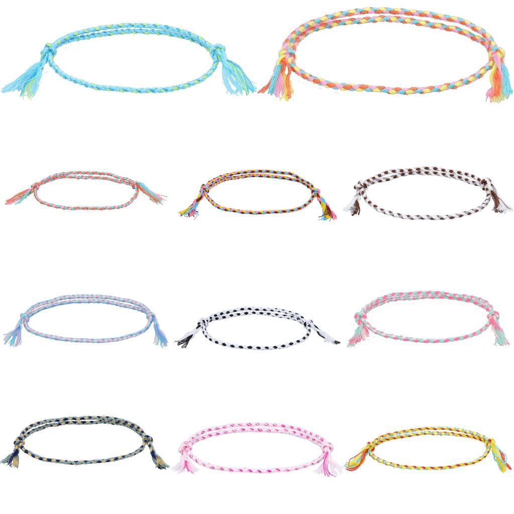 Cross-border New Arrival Minimalist Safety Buckle Four-strand Colorful Hand Rope Handcrafted Woven Red Rope Bracelet
