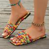Fashion New Summer Elegant Square Head Pvc Outside Flat Beach Slippers Fashionable Comfortable Light Casual Slippers for Women
