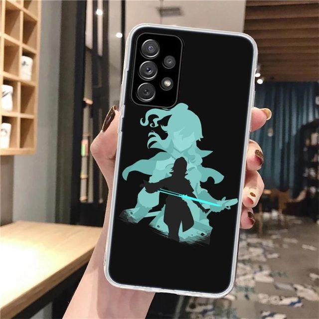 Черный художественный мягкий чехол для телефона Genshin Impact для Samsung Galaxy A52 A53 A12 A13 A22 A23 A32 A33 A72 A73 5g A02s A03s A50s Pattern Co