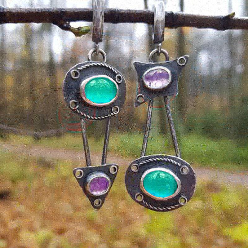 Стильные старинные длинные серьги с инкрустацией геометрической асимметрии, уникальные винтажные украшения