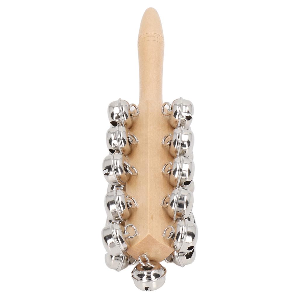 Wooden Rattles Sleigh Bell Stick Cognitive Training Clear Sound Birch Handle Bell Stick