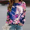 Fall Autumn Women'S Fashion O Neck Long Sleeve T-Shirt Loose Clothes Red Beautiful Flower Butterfly Print T Shirt For Girls Street