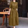 ZANZEA Women Casual Round Neck Loose Half Sleeve Dress