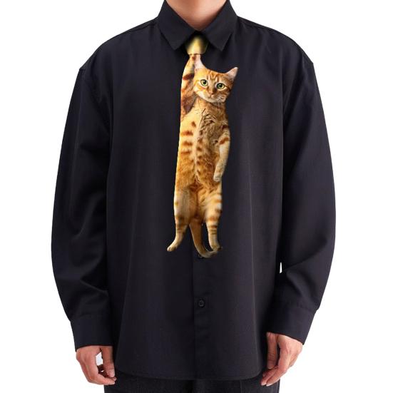 Мужская рубашка Галстук 3D Дизайн Рыба Обезьяна Бархатный Галстук-бабочка Животное Галстук-бабочка Аксессуар для шеи Реалистичная текстура Универсальный стиль Галстук