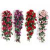1PC Artificial Flowers Rattan Fake Plants Vine Decoration Wall Hanging Roses For Home Decoration Wedding Decorative Wreath Diy