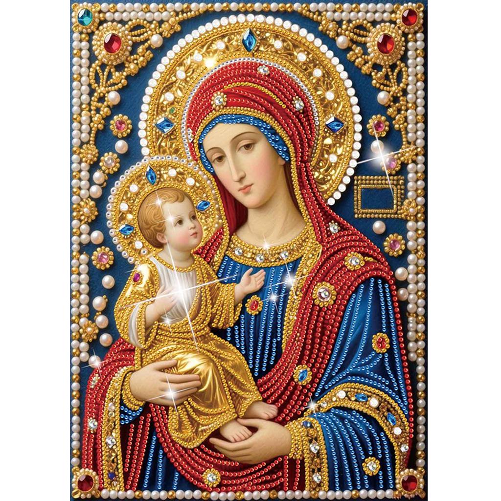 Virgin Mary Partial DIY 5D Special Shaped Drill Diamond Painting Kit for Adults/Beginners Gift Idea Home Decor 30x40cm