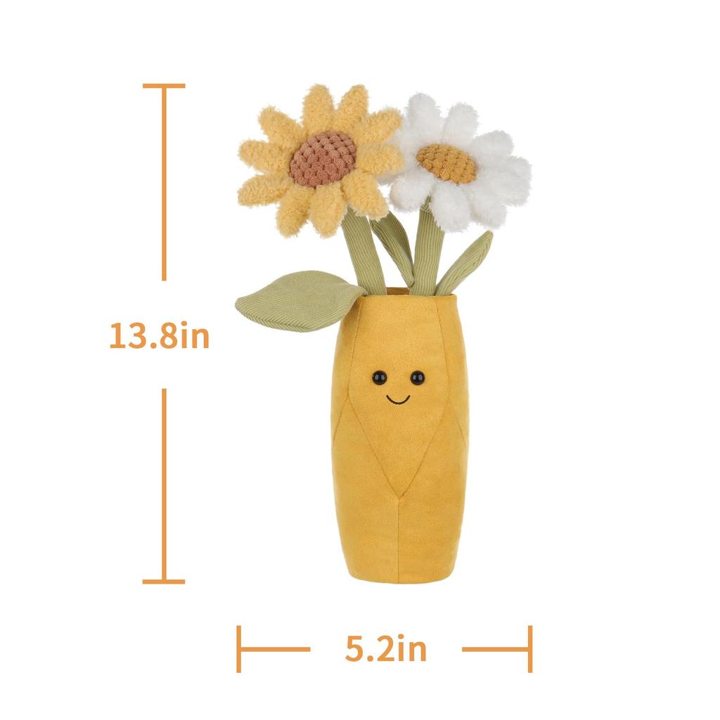 Apricot Lamb Daisy Vase Plush Soft and Cute Stuffed Animal for Babies and Plush Daisy Vase 35cm Children's Animal, Boys,