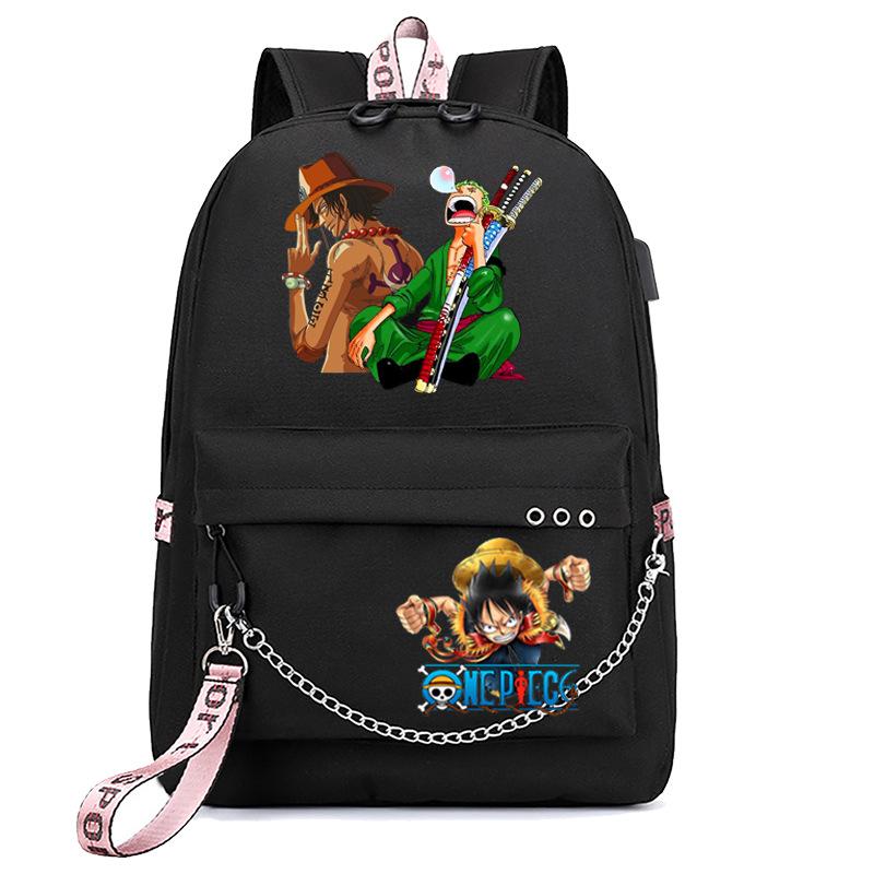 Школьная сумка-рюкзак USB с принтом One Piece для учеников начальной и средней школы, для мужчин и женщин, с лямками