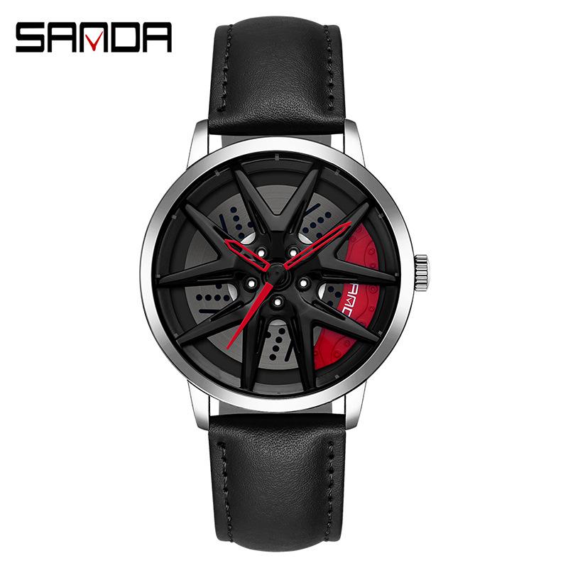 SANDA Новые автомобильные кварцевые часы для мальчиков, крутые мужские повседневные мужские электронные кварцевые часы с ремнем