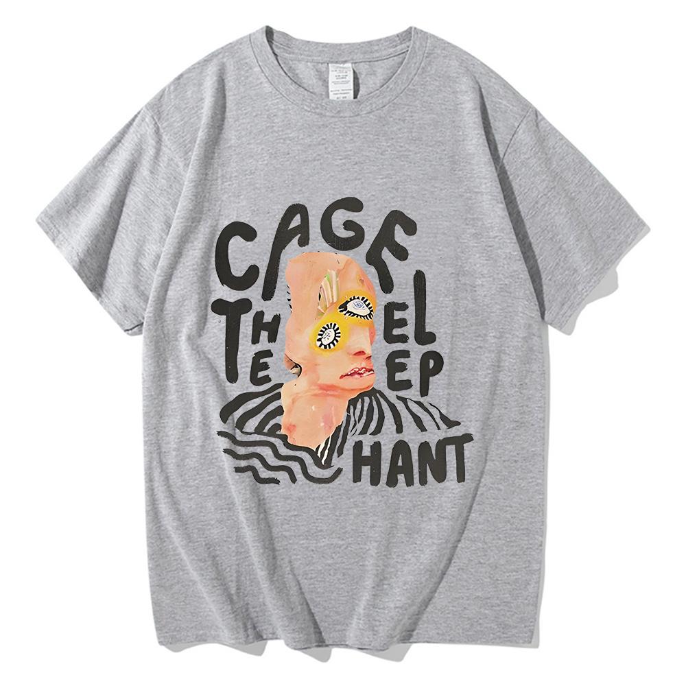 2025 Retro Sudaderas T-shirt Cage The Elephant Graphic Printing Grunge Tee-shirt Summer Cotton Tshirt Unisex Fashion Punk Tees