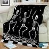 1PC Custom Name Skeletons Night Party Outdooor Flannel Blankets Throw Blanket All-Season Throw Gift Bedspread for Couch, Bed, Camping Holiday Birthday