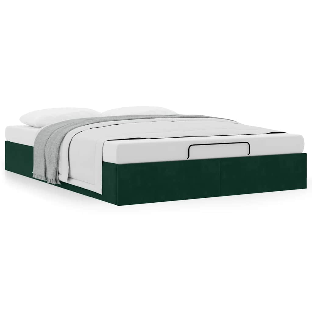 Ottoman Bed without Mattress Dark Green 140x190 cm Velvet
